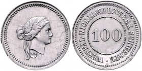 Ersatz- u.Inflationsmünzen 1919-1923 100 Pfennig o.J. Schrötlingsprobe der Westfälischen Nickelsalzwerke in Aluminium (kommt normalerweise nur in Kupf...