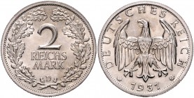 Weimarer Republik 2 Reichsmark 1931 D J. 320. 
 vz-st