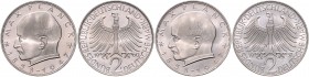 Bundesrepublik Deutschland Lot o.J. von 2 Stücken: 2 DM Max Planck 1957 F und 1960 F J. 392. 
 st