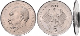 Bundesrepublik Deutschland Lot o.J. von 3 Stücken: 2 Deutsche Mark 1969 D u. G Konrad Adenauer und 1970 G Theodor Heuss (20 Jahre Grundgesetz) - Fehlp...