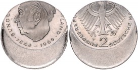 Bundesrepublik Deutschland 2 Deutsche Mark o.J. ohne Mzz. Heuss, Fehlprägung:35 % dezentriert J. zu407. 
 vz-st