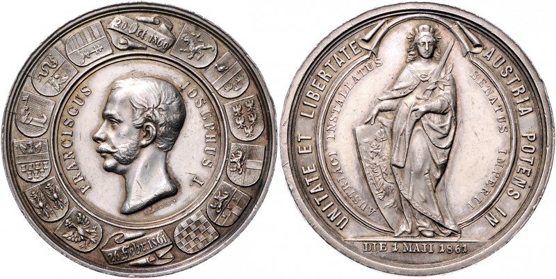 RDR - Österreich Franz Joseph I. 1848-1916 Silbermedaille 1861 (v. Seidan) auf s...