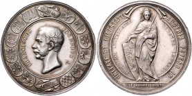 RDR - Österreich Franz Joseph I. 1848-1916 Silbermedaille 1861 (v. Seidan) auf seine Thronrede anlässlich der Eröffnung des Reichsrates 
45,8mm 39,9g...