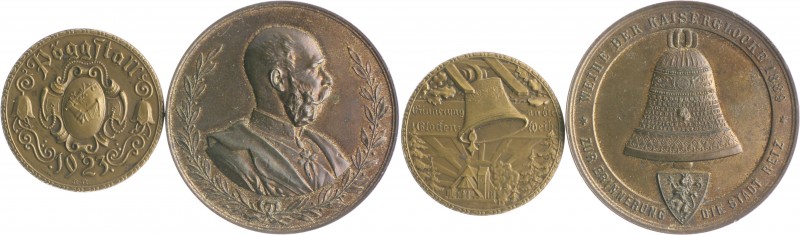 RDR - Österreich Franz Joseph I. 1848-1916 Lot o.J. von 2 Bronzemedaillen: 1889 ...