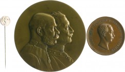 RDR - Österreich Franz Joseph I. 1848-1916 Lot o.J. von 3 Stücken: Einseitige Bronzemedaille (unsign.) Franz Joseph I. und Wilhelm II. (Rs. mit Filz b...