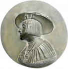 RDR - Österreich Zweite Republik Einseitige Zinkmedaille o.J. (unsign.) auf Kaiser Karl V. nach Renaissance Vorbild mit sehr erhabenem Relief, auf der...