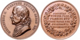 RDR - Länder - Böhmen, Mähren u. Erzgebirge Bronzemedaille 1860 (v. Seidan) auf den 70. Geburtstag von Hieronymus Josef Freiherr Zeidler, Abt in Prag ...