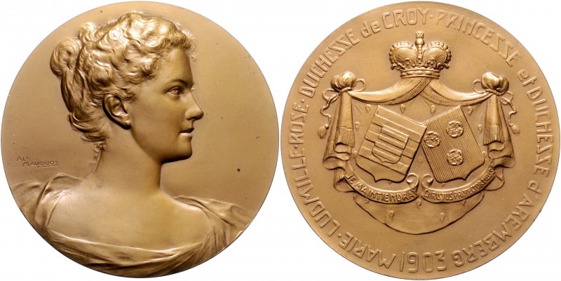 Belgien Leopold II. 1865-1909 Bronzemedaille 1903 (v. Mauquoy) auf Marie Ludmill...