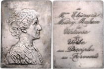 Belgien Leopold III. 1934-1951 Bronze-Plakette o.J. versilbert (v. Theunis) auf Eleonore Neury-Mahieu und die Kunst der Sprache 
49,5x66,1mm 77,7g vz