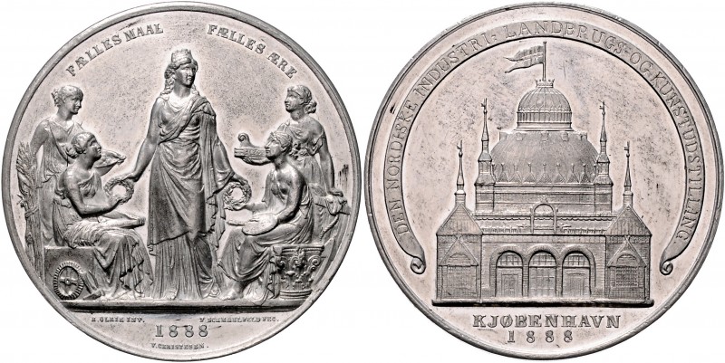 Dänemark Christian IX. 1863-1906 Zinnmedaille 1888 (v. Olrik/Christesen/Schmahlf...