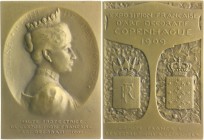 Dänemark Frederik VIII. 1906-1912 Bronze-Plakette 1909 (Signatur schwach lesbar) auf die französische Kunstausstellung in Kopenhagen, i.Rd: Punze u. B...