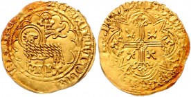 Frankreich Charles VI. 1380-1417 Agnel d'or o.J. 2. Emission, Toulouse Dupl. 372C1. Friedb. 290. 
l.Prschw.a.Rd., selten ss-vz