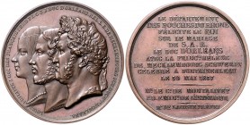 Frankreich Louis Philippe I. 1830-1848 Bronzemedaille 1837 (v. Barré) auf die Hochzeit von Helene zu Mecklenburg-Schwerin mit Ferdinand Philippe d´Orl...