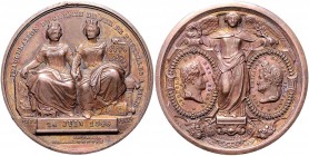 Frankreich Louis Philippe I. 1830-1848 Bronzemedaille 1846 (v. Hart) auf die Eröffnung der Eisenbahnlinie von Brüssel nach Paris Wurzbach 1019. Moyaux...
