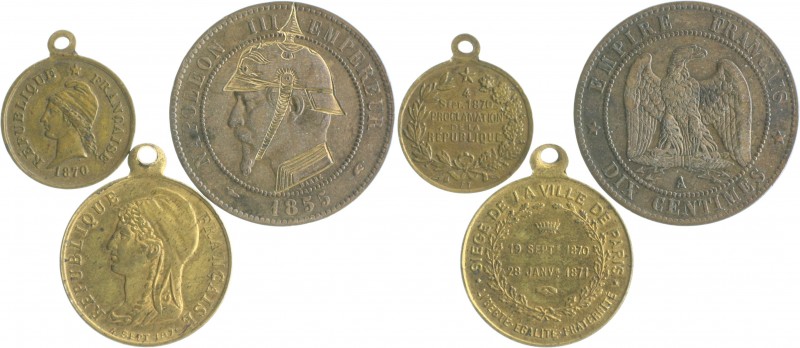 Frankreich Napoléon III. 1852-1871 Lot o.J. von 3 Stücken: Spottmedaille, Napolé...