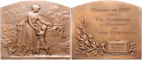 Frankreich III. République 1871-1940 Bronze-Plakette 1919 a.d. 100-jährige Jubiläum der Compagnie d´Assurances generales contre l´igendie (Allgemeine ...