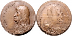 Frankreich V. République Bronzemedaille 1969 (v. Courbier) a.d. 200. Geburtstag von Napoléon, i.Rd: 1969 Füllhorn BRONZE 
winz. Fleck, 76,7mm 245,5g ...
