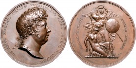 Großbritannien George III. 1760-1820 Bronzemedaille 1814 (v. Barber/Rundell Bridge & Rundell/T. Wyon) auf den Ersten Frieden von Paris 
69,3mm 125,5g...