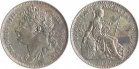 Großbritannien George IV. 1820-1830 Farthing 1822 KM 677. 
Rs. etwas fleckig vz