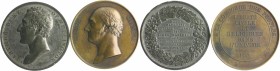 Großbritannien George IV. 1820-1830 Lot o.J. von 2 Stücken: Bronzemedaille 1827 (v. Galle) auf den Tod von George Canning (50,9mm 56,1g) und Zinnmedai...