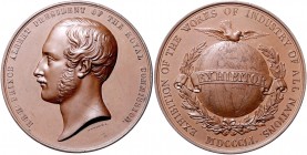 Großbritannien Victoria 1837-1901 Lot o.J. von 2 Bronzemedaillen 1851 (v. W. Wyon) auf die Weltausstellung in London 
44,3mm 61,8g u. 47,6mm 74,0g vz...