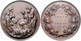 Großbritannien Victoria 1837-1901 Bronzemedaille 1862 (v. D. Maglise/C. Wyon) Preismedaille mit Randgravur des Prämierten Eimer 1553. 
76,6mm 203,7g ...