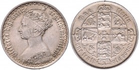 Großbritannien Victoria 1837-1901 1 Florin 1874 'Gothik Florin' im Stempel geändert die römische Jahreszahl 1873 KM 746. 
Stempel-Nr. 29 ss-vz