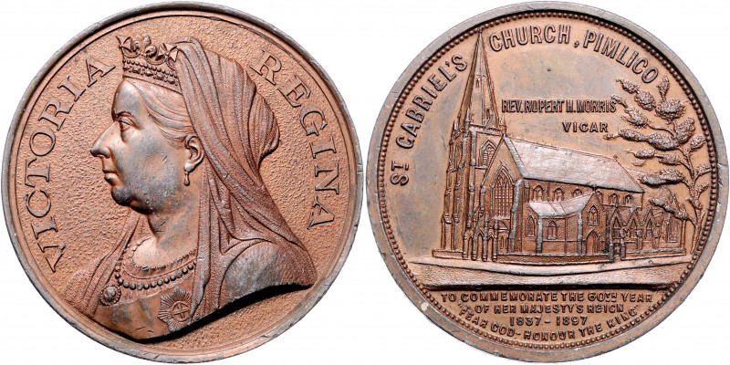 Großbritannien Victoria 1837-1901 Zinnmedaille 1897 bronziert (unsign.) auf ihr ...