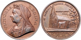 Großbritannien Victoria 1837-1901 Zinnmedaille 1897 bronziert (unsign.) auf ihr 60-jähriges Regierungsjubiläum 
min. Rf., 77,4mm 196,4g ss-vz