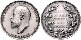 Großbritannien Edward VII. 1901-1910 Silbermedaille 1901 mattiert (v. E. Fuchs/L.C. Wyon) Prämie der Gesellschaft für Kunsthandwerk und Handel, verlie...