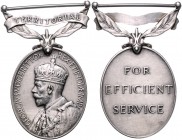 Großbritannien George V. 1910-1936 Silbermedaille o.J. (v. B.M.) Auszeichnung für besondere Dienste, i.Rd: Gravur des Ausgezeichneten 
mit Bandöse u....