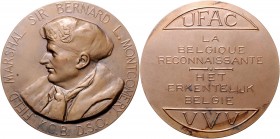 Großbritannien George VI. 1936-1952 Bronzemedaille o.J. (v. de Bremaecker) auf den Dank Belgiens an Feldmarschall Sir Bernard L. Montgomery, i.Rd: J. ...