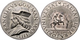 Italien - Mantua Francesco II. Gonzaga 1484-1519 Zinkmedaille o.J. (20. Jh.) auf die Schlacht bei Fornovo Le medaglie dei Gonzaga 45 (80mm). 
78,0mm ...
