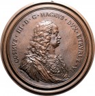 Italien - Toskana Cosimo III. de’ Medici 1670-1723 Eins. Bronzemedaillon o.J. (1684) (v. M. Soldani) COSMVS III D G MAGNVS DVX ETRVRIÆ VI, Brustbild m...