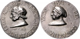 Italien - Venedig Bronzegussmedaille o.J. versilbert (v. Antonio da Brescia) auf Niccolò Michiel, ab 1500 Prokurator von San Marco in Venedig, und sei...
