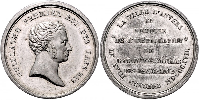 Niederlande Willem I. 1813-1840 Zinnmedaille 1817 (v. van de Goor) auf die Gründ...