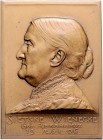 Niederlande Wilhelmina 1890-1948 Bronze-Plakette 1906 (v. Wienecke) auf den 64. Geburtstag von Sietske Wienecke JCW 81. Zw. 874. KB. 711. 
41,9x70,1m...
