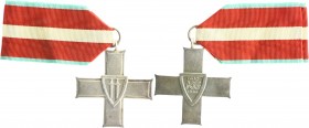 Polen Volksrepublik Orden o.J. (um 1970) 'Grunwald-Kreuz', II. Klasse, (Bronze versilbert?), gestiftet 1944, an rot-weiß-rotem Band mit hellgrünen Auß...