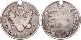 Russland Alexander I. 1801-1825 1 Rubel 1809 MK KM 125a. 
gelocht, kl.Rf., Prschw. f.ss