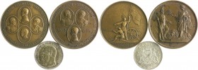 Schweden Oskar II. 1872-1907 Lot o.J. von 3 Stücken: 2 Kronor 1907 und 2 Bronzemedaillen (v. Sporrong & Co.) des Freiwilligen Scharfschützenverbandes ...