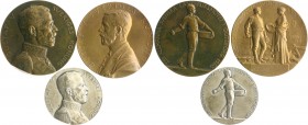 Schweden Gustav V. 1907-1950 Lot o.J. von 3 Stücken: Bronzemedaille 1911 (v. E. Lindberg) a.d. 21. Schwedische Landwirtschaftsausstellung in Örebro (5...
