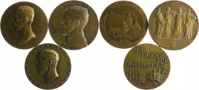 Schweden Gustav V. 1907-1950 Lot o.J. von 3 Stücken: Bronzemedaille 1913 (v. S. Nilsson) auf die Vollendung der schwedischen Kirche in Paris, i.Rd: BR...