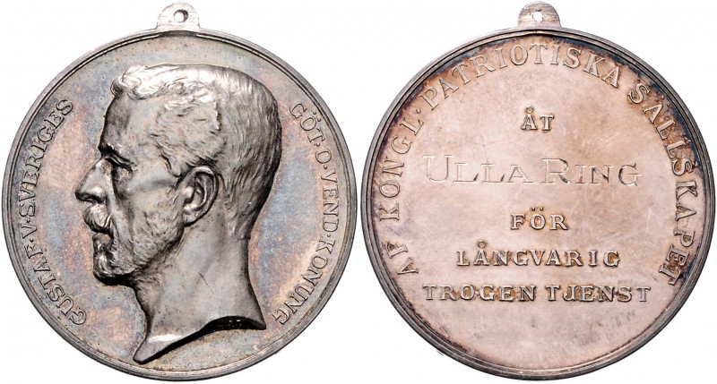 Schweden Gustav V. 1907-1950 Silbermedaille o.J. (v. A.L. = Adolf Lindberg) Präm...