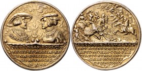 Ungarn Ludwig II. 1516-1526 Silbermedaille 1526 (v. C. Fueszl) auf seinen Tod in der Schlacht bei Mohács. Originalprägung mit herrlicher Feuervergoldu...