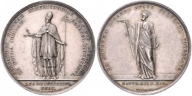 Vatikan Leo XII. 1823-1829 Lot o.J. von 2 Silbermedaillen 1826 (v. Neuss) auf die zum Jubiläum erlassene Bulle 
33,3mm 10,7g u. 21,4mm 3,7g vz