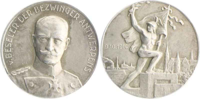 Die Mittelmächte - Personen - Beseler, Hans Hartwig von Silbermedaille 1914 matt...