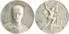 Die Mittelmächte - Personen - Beseler, Hans Hartwig von Silbermedaille 1914 mattiert (v. Küchler/Grünthal) Bezwinger Antwerpens, i.Rd: SILBER 990 Zetz...