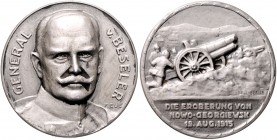 Die Mittelmächte - Personen - Beseler, Hans Hartwig von Silbermedaille 1915 mattiert (v. Eue/Ball) auf die Eroberung von Nowogeorgiewsk am 19. August ...