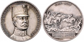 Die Mittelmächte - Personen - Böhm-Ermolli, Eduard von Silbermedaille 1916 (v. M. & W.) auf die Husaren Attacke, i.Rd: 950 SILBER Zetzm. -. Kaiser (M+...