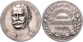 Die Mittelmächte - Personen - Einem, Karl von Versilb. Bronzemedaille 1915 (v. B.H. Mayer) Erinnerung an den Weltkrieg 1914/15 Zetzm. vgl. 2131. 
34,...